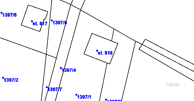 Parcela st. 818 v KÚ Vápenná, Katastrální mapa