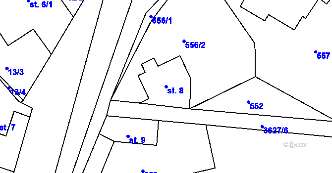 Parcela st. 8 v KÚ Vápenná, Katastrální mapa
