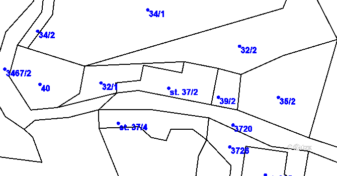 Parcela st. 37/2 v KÚ Vápenná, Katastrální mapa