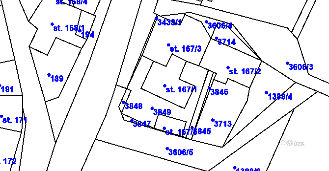 Parcela st. 167/1 v KÚ Vápenná, Katastrální mapa