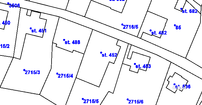 Parcela st. 452 v KÚ Vápenná, Katastrální mapa