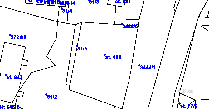 Parcela st. 468 v KÚ Vápenná, Katastrální mapa