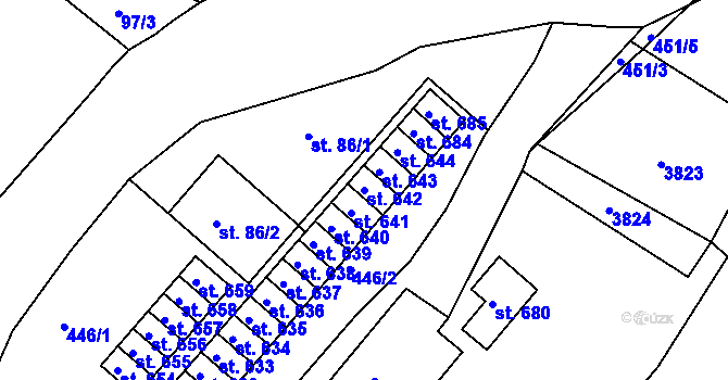 Parcela st. 642 v KÚ Vápenná, Katastrální mapa