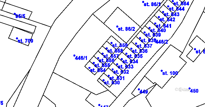 Parcela st. 657 v KÚ Vápenná, Katastrální mapa