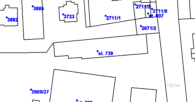 Parcela st. 739 v KÚ Vápenná, Katastrální mapa