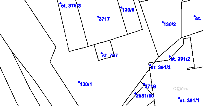 Parcela st. 767 v KÚ Vápenná, Katastrální mapa