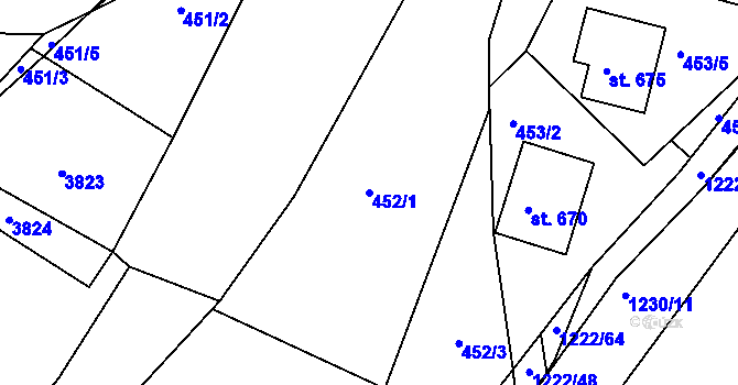 Parcela st. 452/1 v KÚ Vápenná, Katastrální mapa