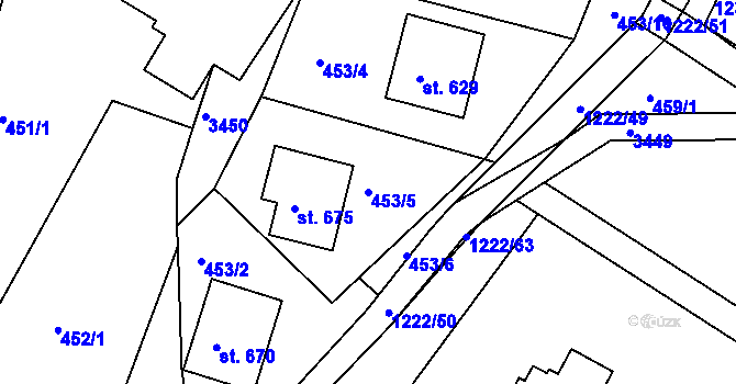 Parcela st. 453/5 v KÚ Vápenná, Katastrální mapa