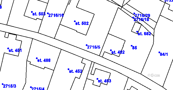 Parcela st. 2716/5 v KÚ Vápenná, Katastrální mapa