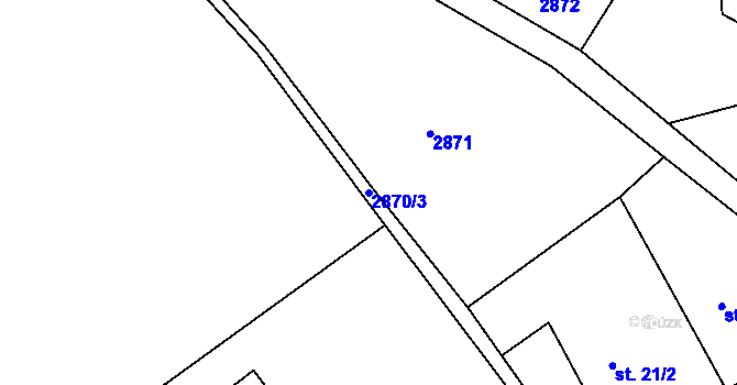 Parcela st. 2870/3 v KÚ Vápenná, Katastrální mapa