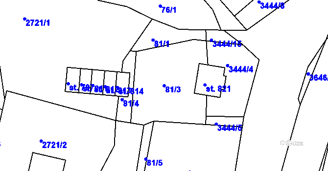 Parcela st. 81/3 v KÚ Vápenná, Katastrální mapa