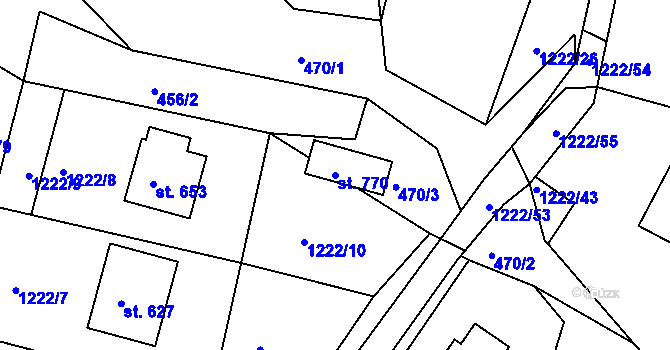 Parcela st. 770 v KÚ Vápenná, Katastrální mapa