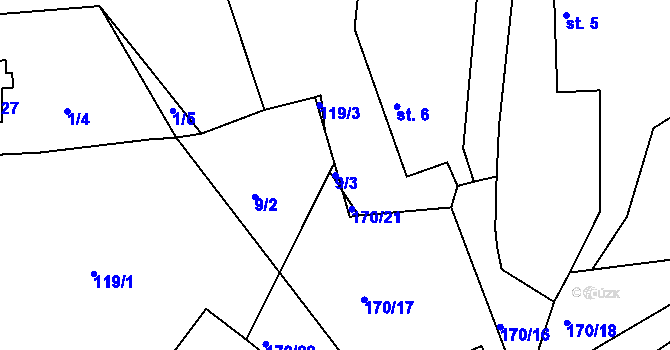 Parcela st. 9/3 v KÚ Cítkov, Katastrální mapa