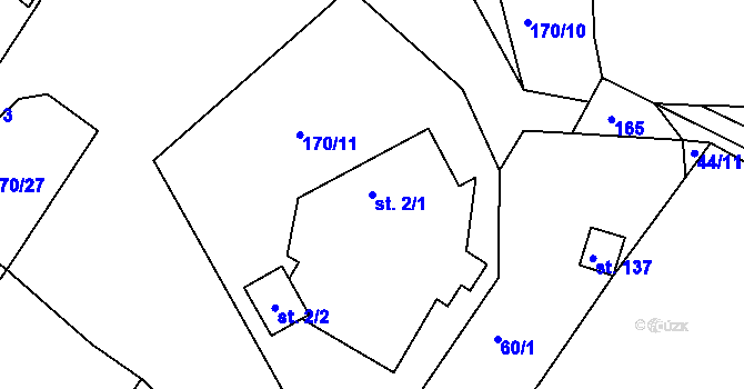 Parcela st. 2/1 v KÚ Cítkov, Katastrální mapa