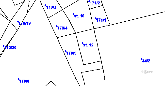 Parcela st. 12 v KÚ Cítkov, Katastrální mapa