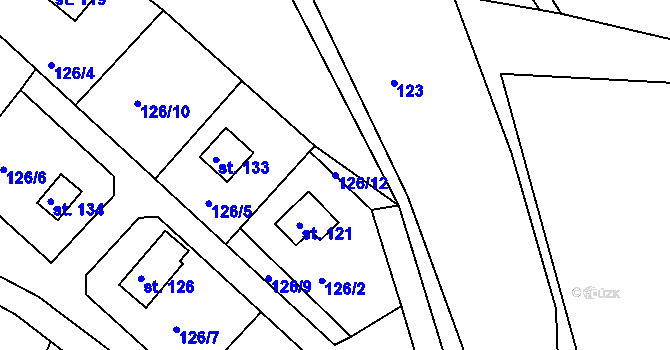 Parcela st. 126/12 v KÚ Cítkov, Katastrální mapa