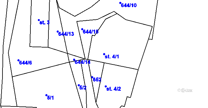 Parcela st. 4/1 v KÚ Vápenný Podol, Katastrální mapa