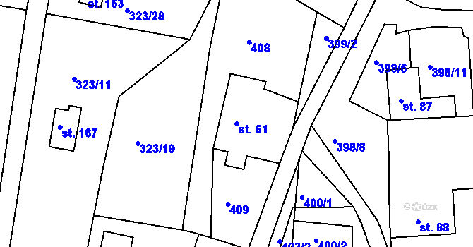 Parcela st. 61 v KÚ Vápenný Podol, Katastrální mapa