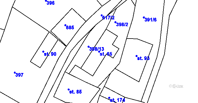 Parcela st. 65 v KÚ Vápenný Podol, Katastrální mapa