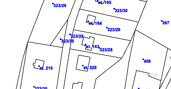Parcela st. 163 v KÚ Vápenný Podol, Katastrální mapa