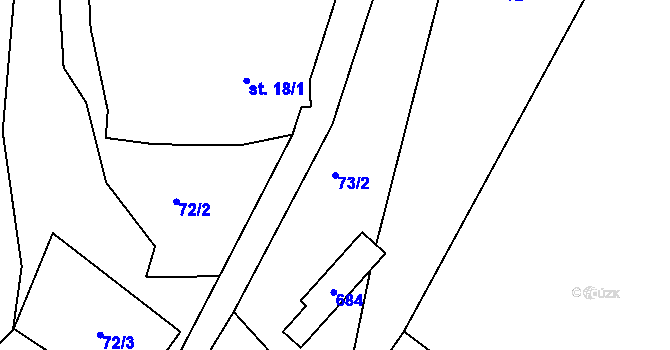 Parcela st. 73/2 v KÚ Vápenný Podol, Katastrální mapa