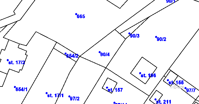Parcela st. 90/4 v KÚ Vápenný Podol, Katastrální mapa