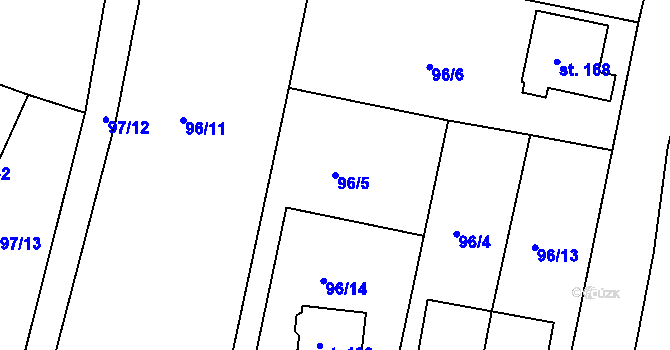Parcela st. 96/5 v KÚ Vápenný Podol, Katastrální mapa