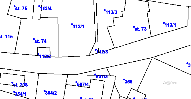 Parcela st. 112/3 v KÚ Vápenný Podol, Katastrální mapa