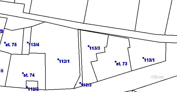 Parcela st. 113/3 v KÚ Vápenný Podol, Katastrální mapa