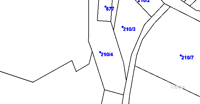 Parcela st. 210/4 v KÚ Vápenný Podol, Katastrální mapa