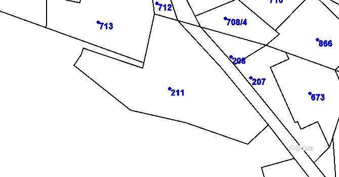 Parcela st. 211 v KÚ Vápenný Podol, Katastrální mapa
