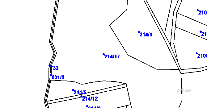 Parcela st. 214/17 v KÚ Vápenný Podol, Katastrální mapa
