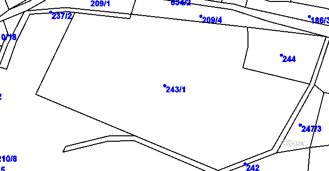 Parcela st. 243/1 v KÚ Vápenný Podol, Katastrální mapa