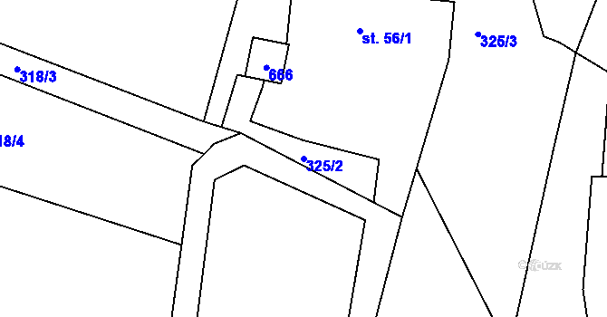 Parcela st. 325/2 v KÚ Vápenný Podol, Katastrální mapa