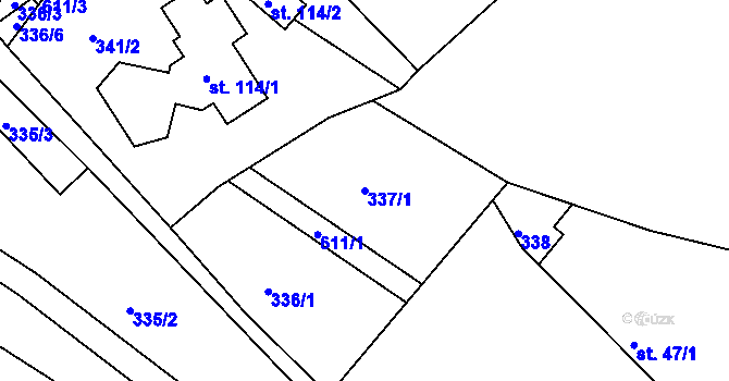 Parcela st. 337/1 v KÚ Vápenný Podol, Katastrální mapa