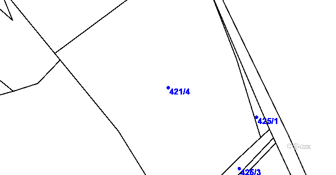 Parcela st. 421/4 v KÚ Vápenný Podol, Katastrální mapa