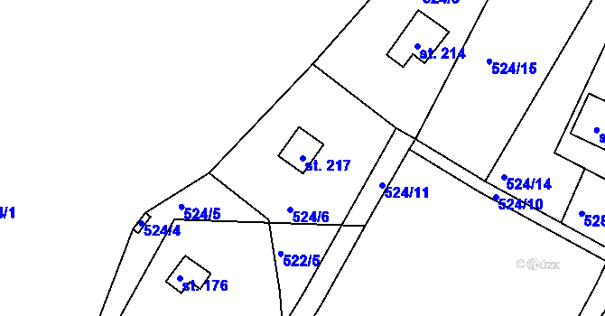Parcela st. 217 v KÚ Vápenný Podol, Katastrální mapa