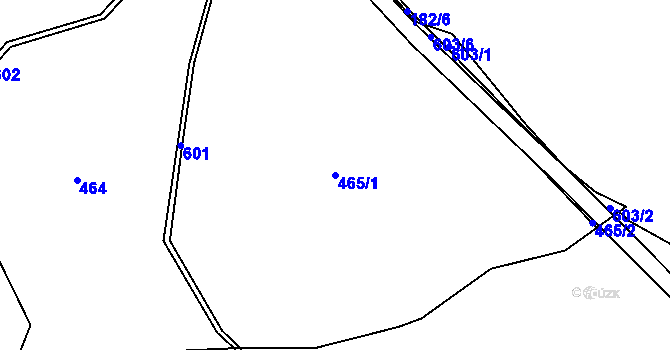 Parcela st. 465/1 v KÚ Vápenný Podol, Katastrální mapa