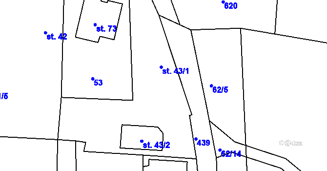 Parcela st. 43 v KÚ Vápno u Přelouče, Katastrální mapa