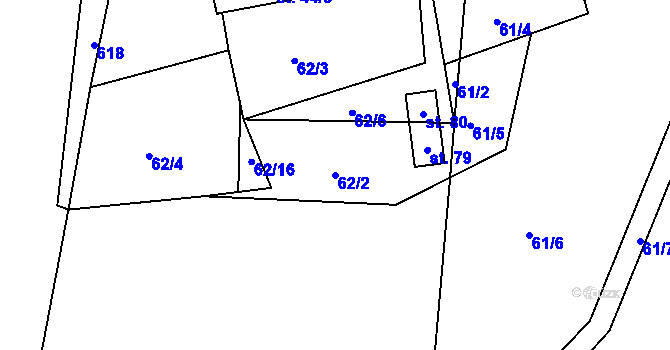 Parcela st. 62/2 v KÚ Vápno u Přelouče, Katastrální mapa