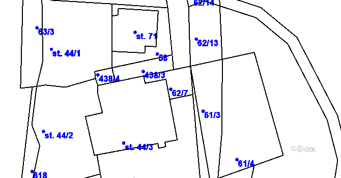 Parcela st. 62/7 v KÚ Vápno u Přelouče, Katastrální mapa