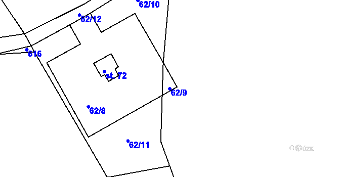 Parcela st. 62/9 v KÚ Vápno u Přelouče, Katastrální mapa