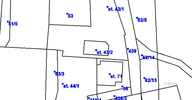 Parcela st. 43/2 v KÚ Vápno u Přelouče, Katastrální mapa