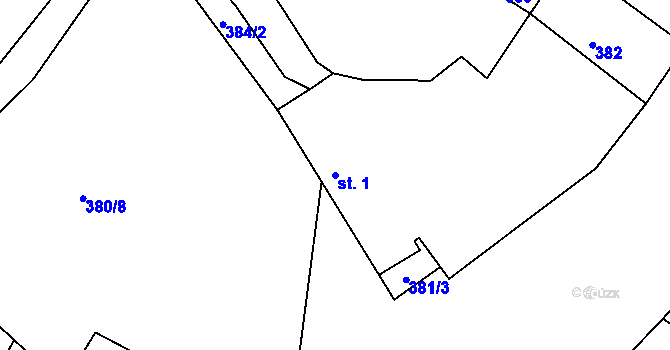 Parcela st. 1 v KÚ Vápovice, Katastrální mapa