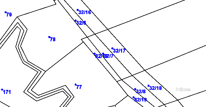 Parcela st. 32/7 v KÚ Vápovice, Katastrální mapa