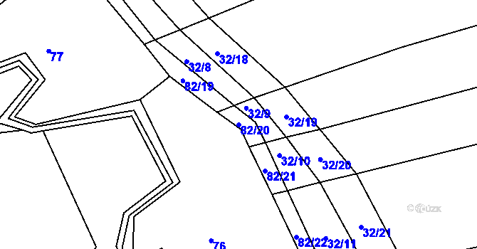 Parcela st. 82/20 v KÚ Vápovice, Katastrální mapa