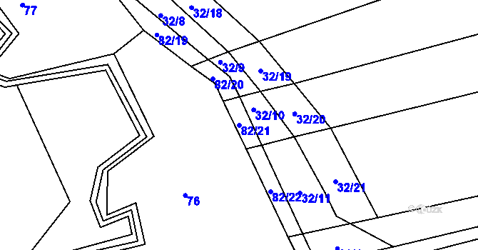 Parcela st. 82/21 v KÚ Vápovice, Katastrální mapa