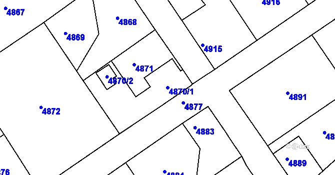 Parcela st. 4870/1 v KÚ Varnsdorf, Katastrální mapa