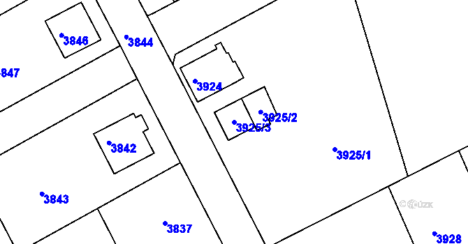 Parcela st. 3925/3 v KÚ Varnsdorf, Katastrální mapa