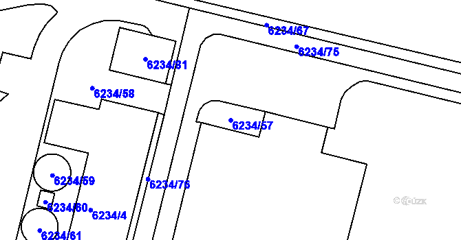 Parcela st. 6234/57 v KÚ Varnsdorf, Katastrální mapa
